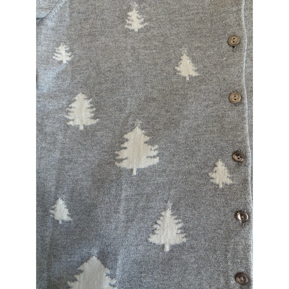 Talbots Cream And Gray Tree Pattern Cardigan - image 3